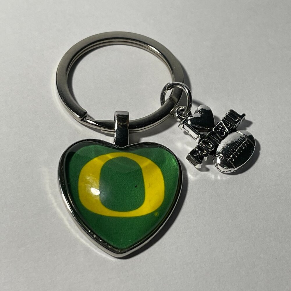 Oregon Ducks NCAA I Love Football Keychain NEW!!